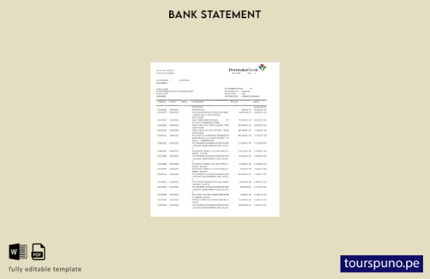 listo para imprimir plantilla de versión en Word del extracto de Permatabank de 